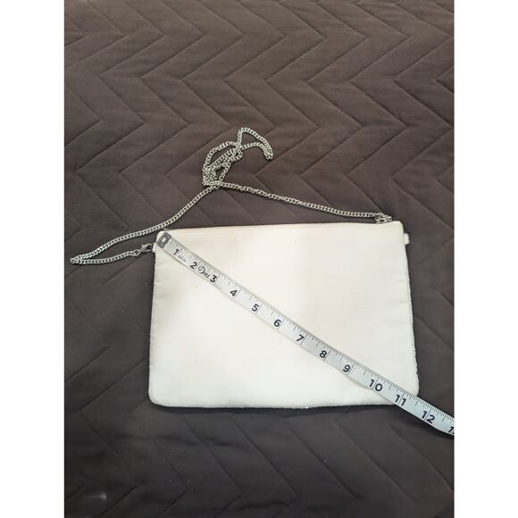 Pretty white with beaded butterfly clutch purse w/silver chain strap - Picture 2 of 5